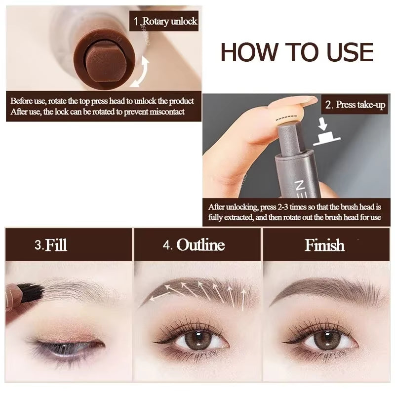 3D Dye Eyebrow Pencil – Waterproof, Smudge-Proof Brow Enhancer with Large Brush for Natural, Long-Lasting Black and Brown Brows
