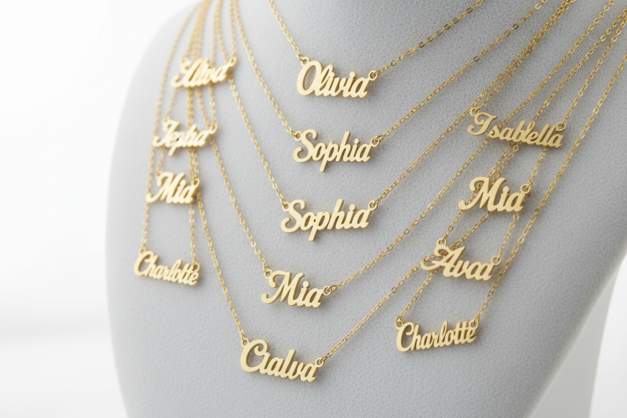 Custom Name Necklace - Personalized Gold Plated Jewelry Gift