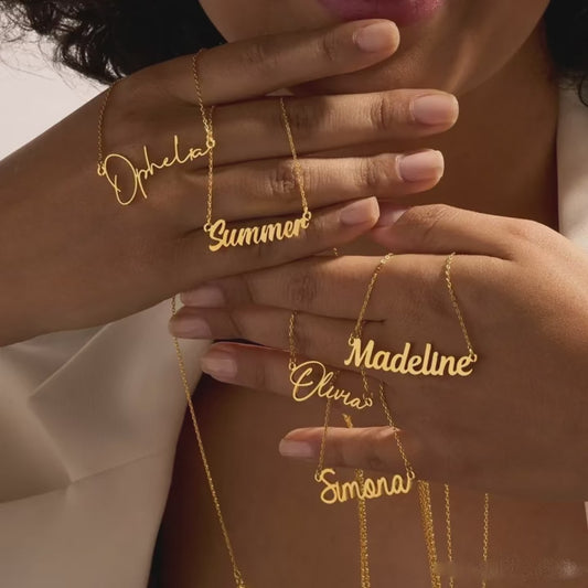 Custom Name Necklace - Personalized Gold Plated Jewelry Gift